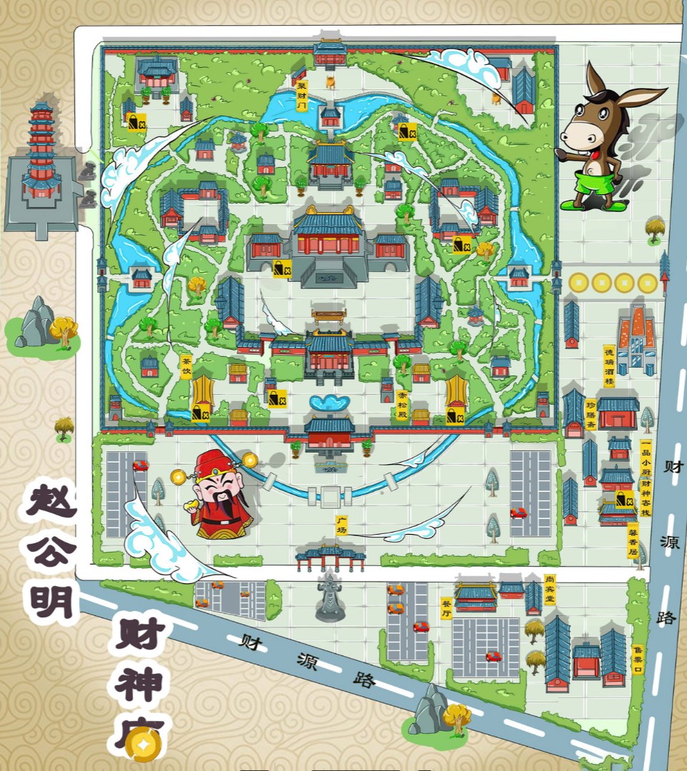 长坡镇寺庙类手绘地图